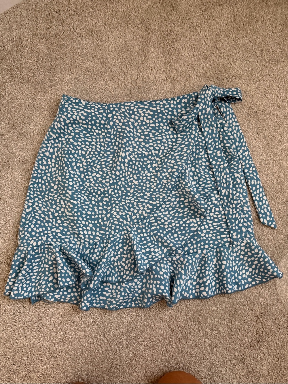 Blue & White Printed Ruffle Wrap Skirt